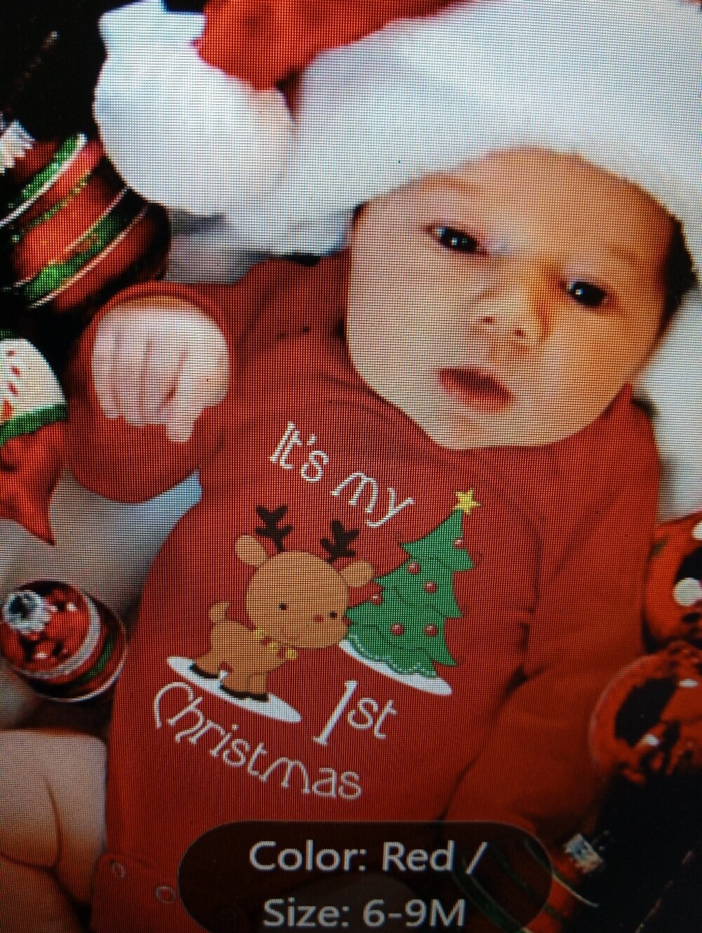 Red Holiday Baby One-Piece Bodysuit - 'It's My 1st Christmas'